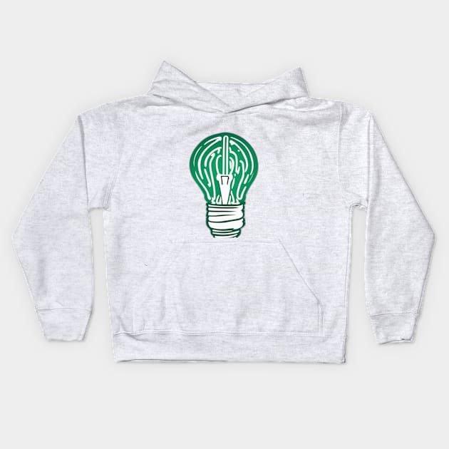 Light Bulb Emerald Green Shadow Silhouette Anime Style Collection No. 430 Kids Hoodie by cornelliusy